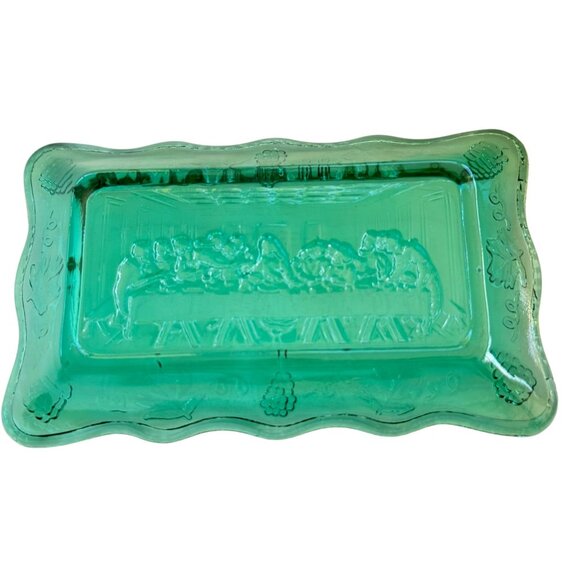 Vintage Tiara by Indiana Glass Mini Last Supper Butter Dish Plate - Picture 13 of 13